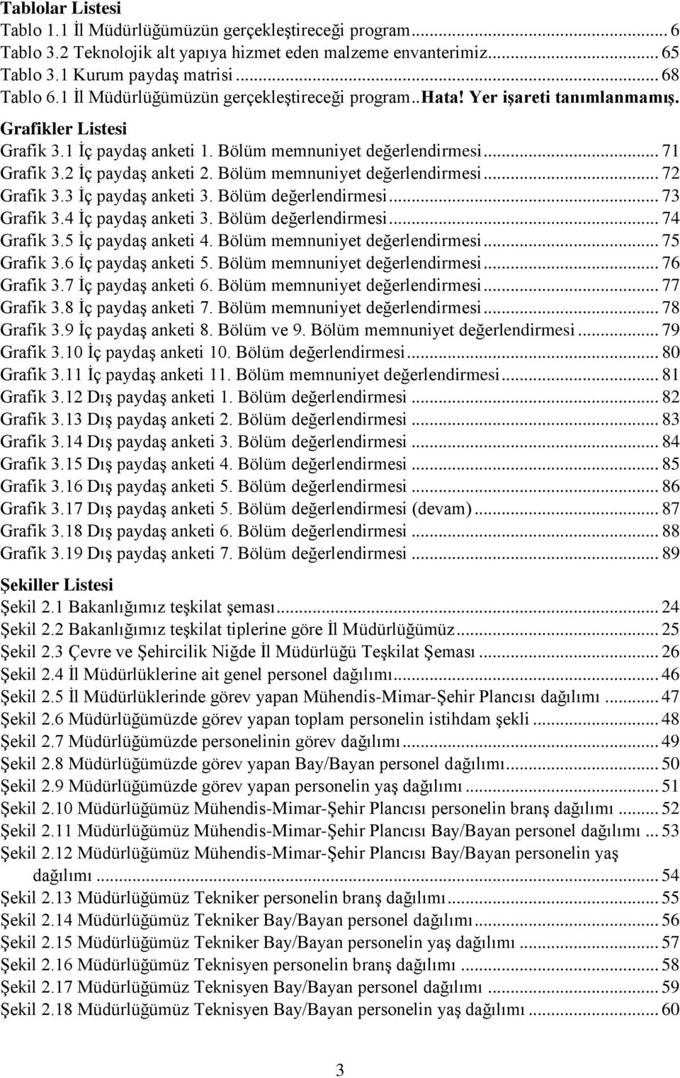 Bölüm memnuniyet değerlendirmesi... 72 Grafik 3.3 İç paydaş anketi 3. Bölüm değerlendirmesi... 73 Grafik 3.4 İç paydaş anketi 3. Bölüm değerlendirmesi... 74 Grafik 3.5 İç paydaş anketi 4.