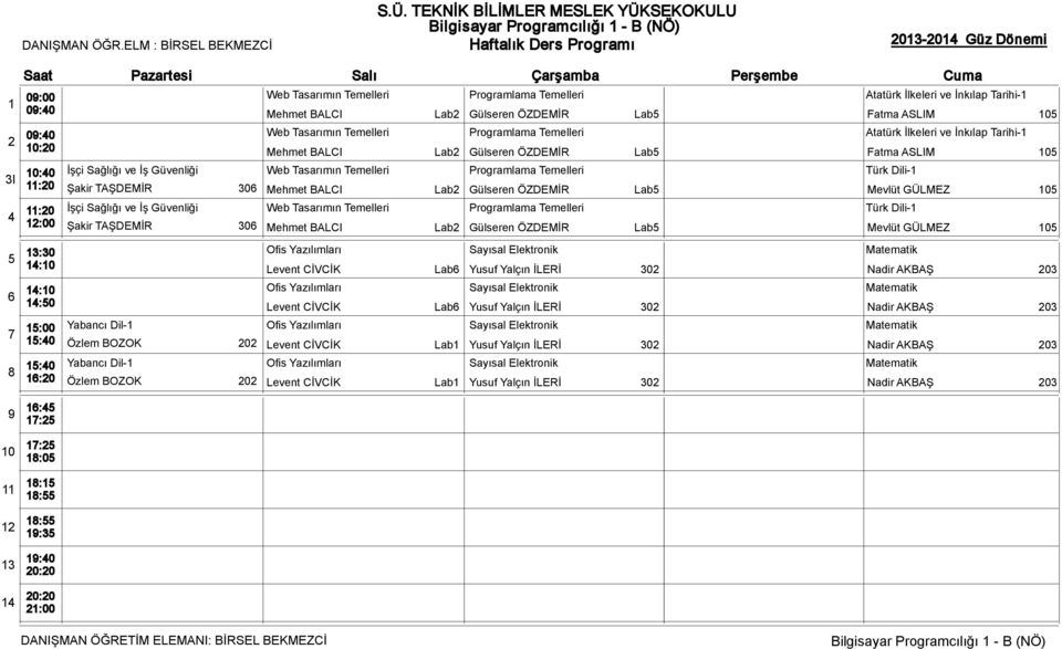 Tarihi- Mehmet BALCI Lab Gülseren ÖZDEMİR Lab Fatma ASLIM 0 Web Tasarımın Temelleri Programlama Temelleri Atatürk İlkeleri ve İnkılap Tarihi- Mehmet BALCI Lab Gülseren ÖZDEMİR Lab Fatma ASLIM 0 İşçi