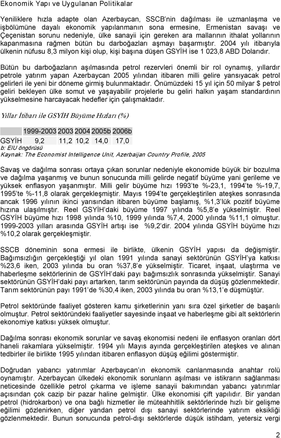 2004 yılı itibarıyla ülkenin nüfusu 8,3 milyon kişi olup, kişi başına düşen GSYİH ise 1 023,8 ABD Dolarıdır.