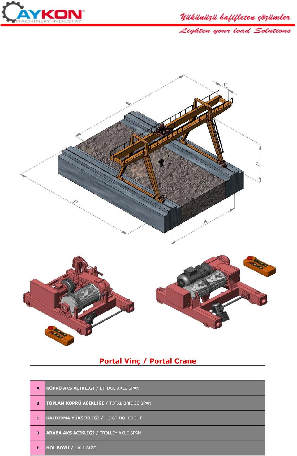 BRIDGE SPAN C KALDIRMA YÜKSEKLİĞİ / HOISTING HEIGHT D