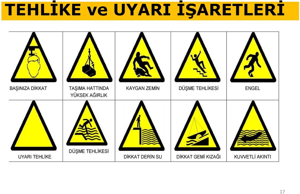 DÜŞME TEHLİKESİ ENGEL UYARI TEHLİKE DÜŞME