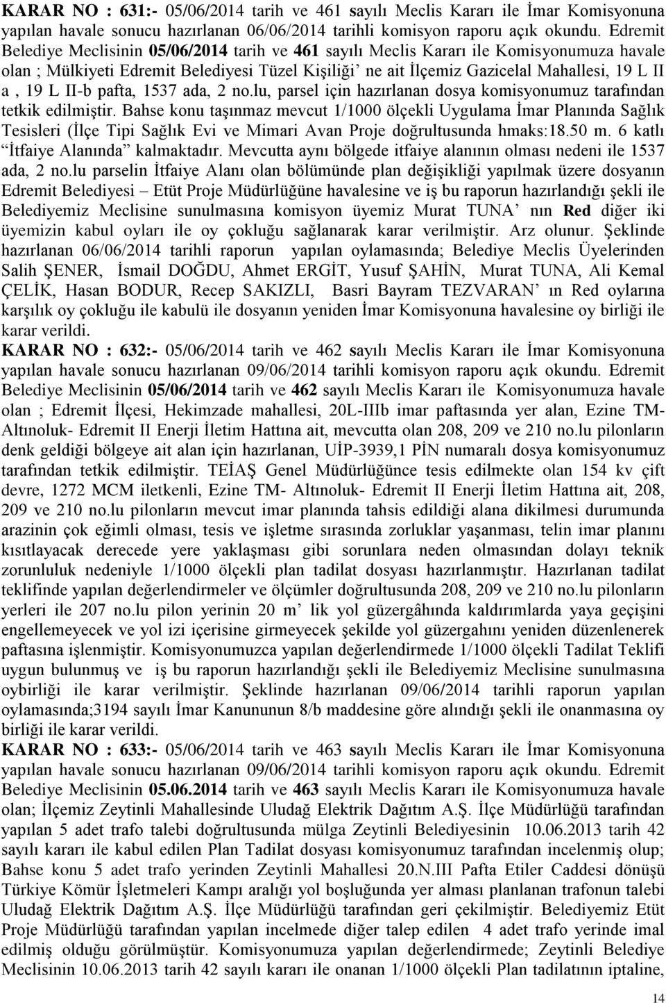 L II-b pafta, 1537 ada, 2 no.lu, parsel için hazırlanan dosya komisyonumuz tarafından tetkik edilmiģtir.