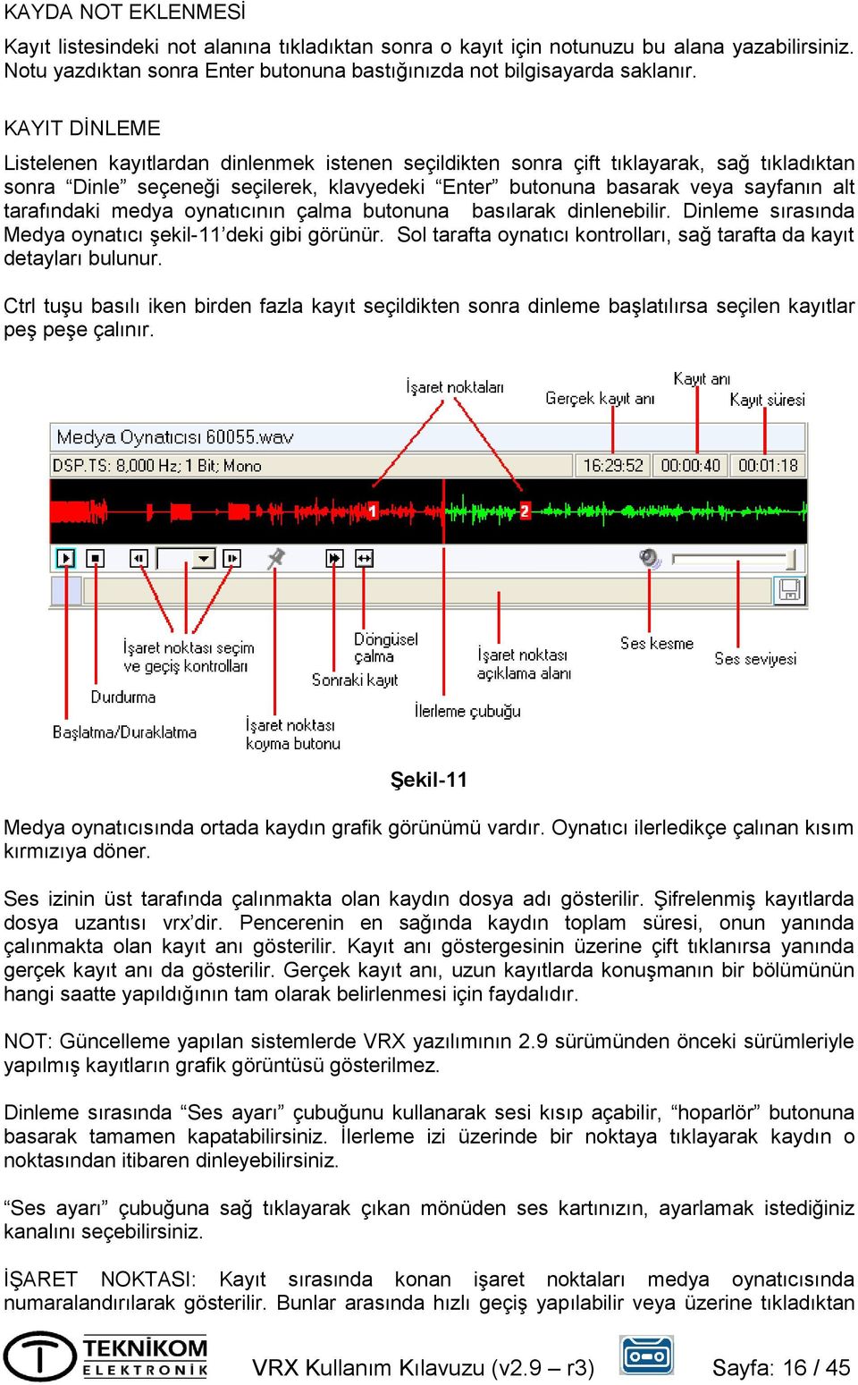 tarafındaki medya oynatıcının çalma butonuna basılarak dinlenebilir. Dinleme sırasında Medya oynatıcı şekil-11 deki gibi görünür.