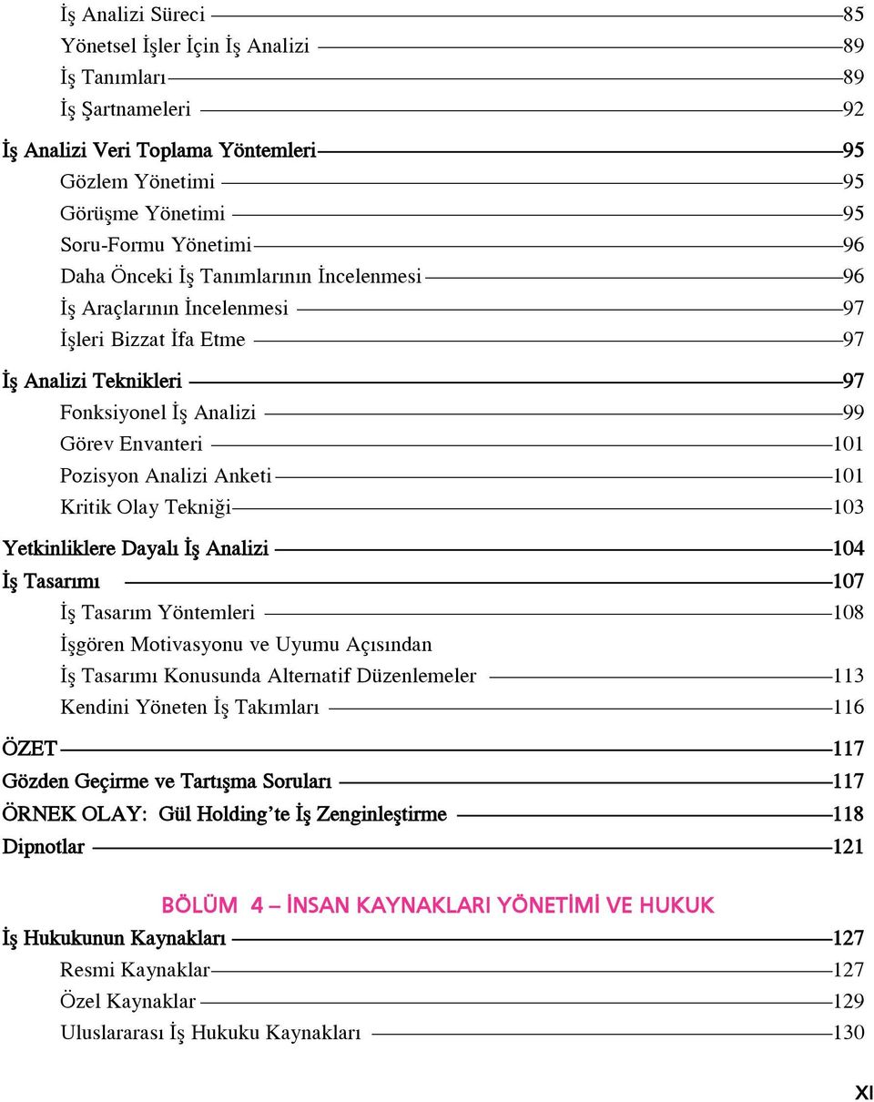 Olay Tekni i 103 Yetkinliklere Dayal fl Analizi 104 fl Tasar m 107 fl Tasar m Yöntemleri 108 flgören Motivasyonu ve Uyumu Aç s ndan fl Tasar m Konusunda Alternatif Düzenlemeler 113 Kendini Yöneten fl