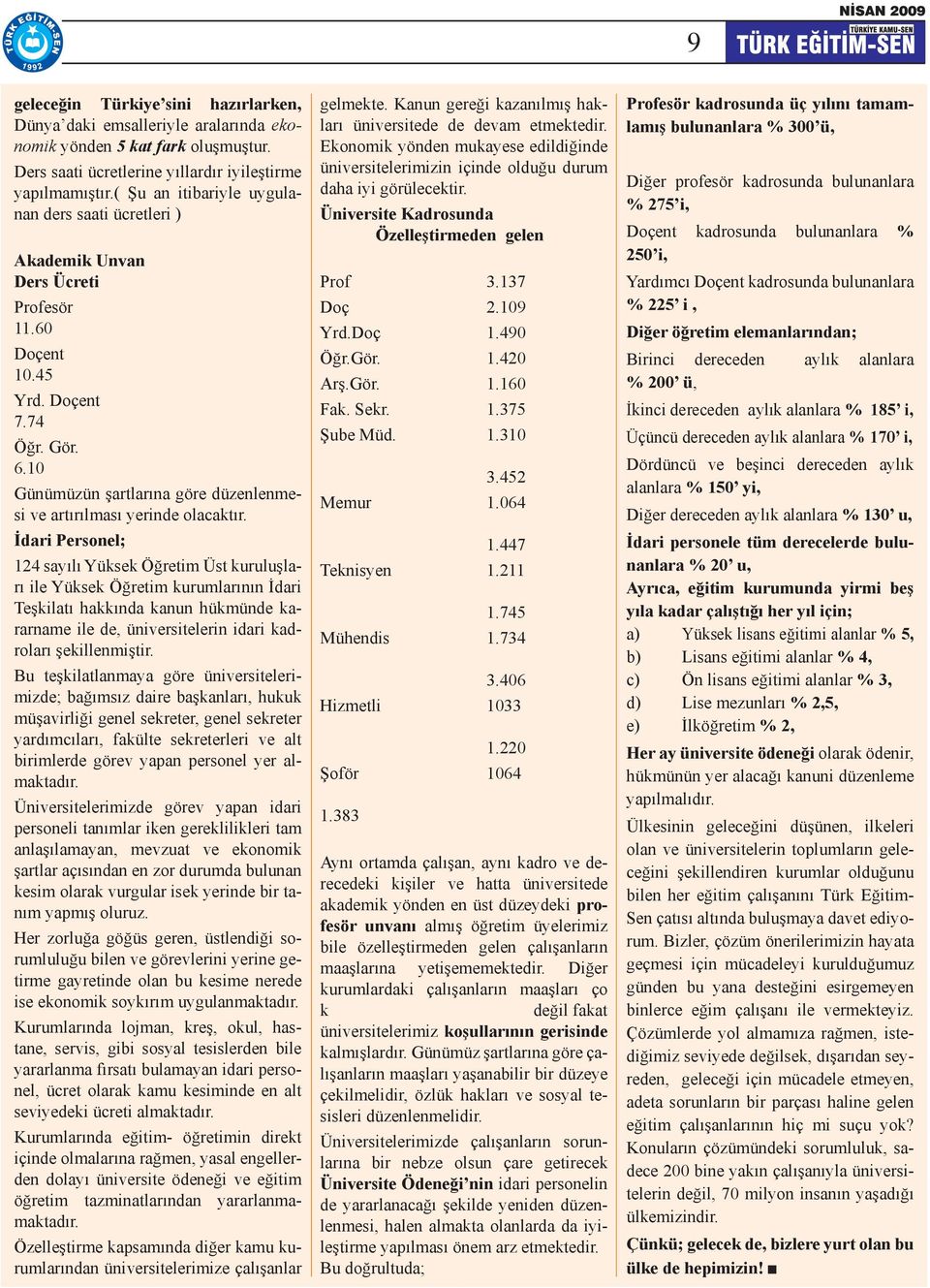 10 Günümüzün şartlarına göre düzenlenmesi ve artırılması yerinde olacaktır.