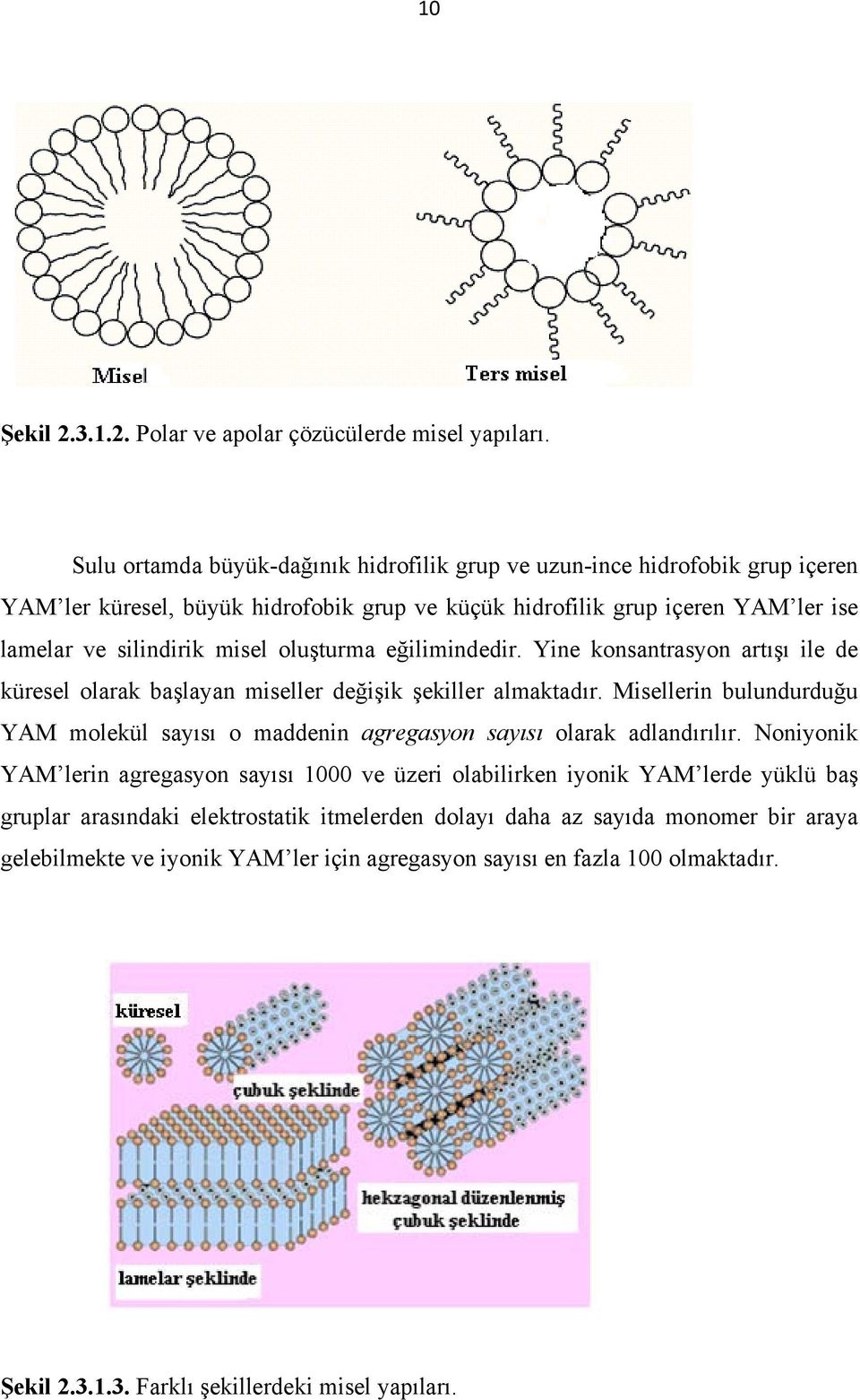 oluşturma eğilimindedir. Yine konsantrasyon artışı ile de küresel olarak başlayan miseller değişik şekiller almaktadır.