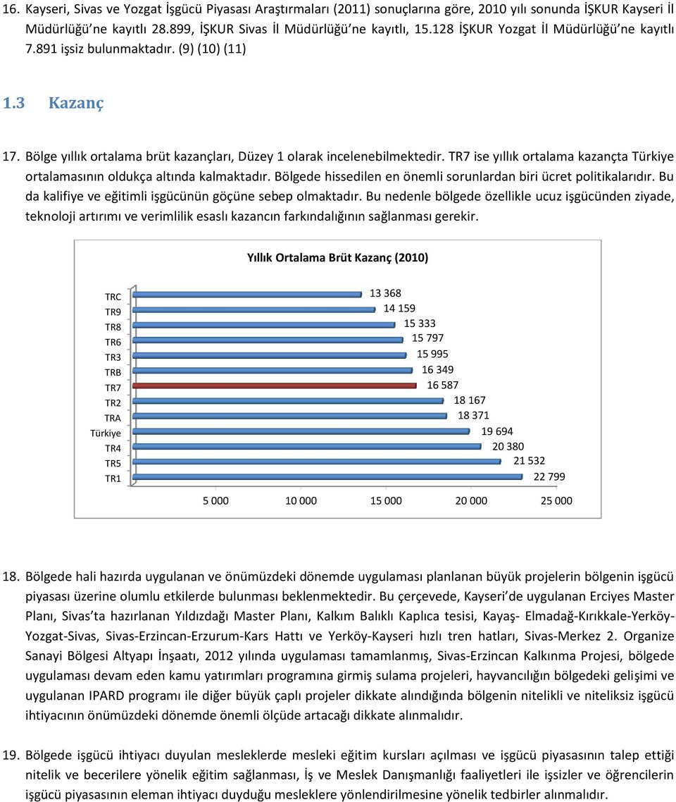 TR7 ise yıllık ortalama kazançta Türkiye ortalamasının oldukça altında kalmaktadır. Bölgede hissedilen en önemli sorunlardan biri ücret politikalarıdır.