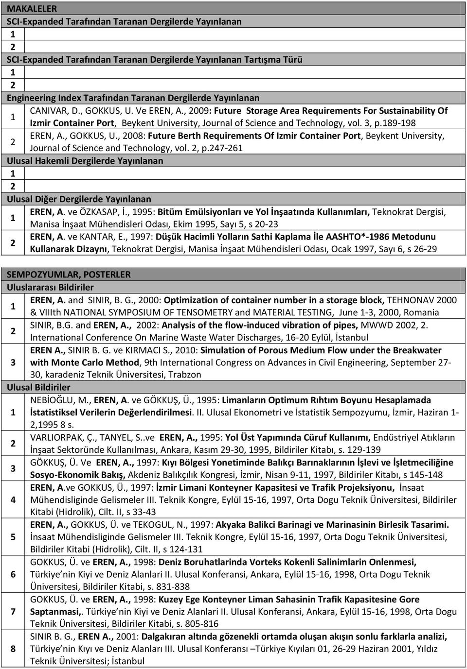 , GOKKUS, U., 008: Future Berth Requirements Of Izmir Container Port, Beykent University, Journal of Science and Technology, vol., p.