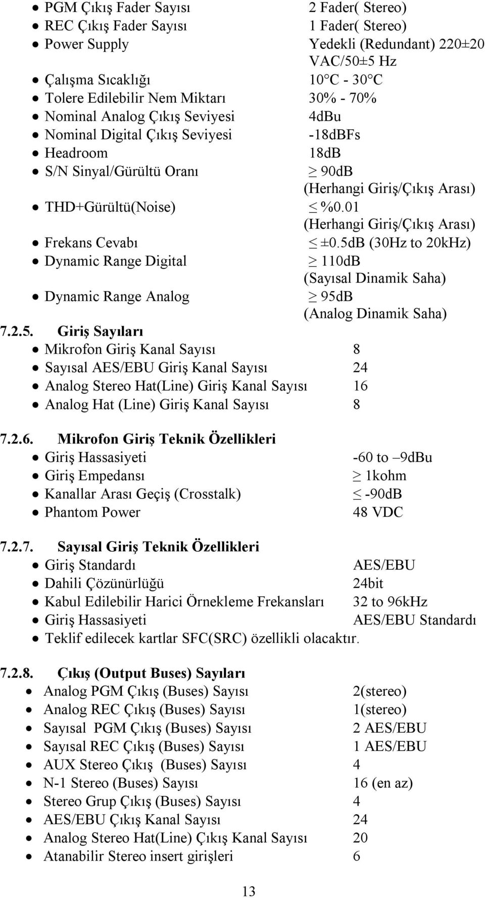 01 (Herhangi Giriş/Çıkış Arası) Frekans Cevabı ±0.5d