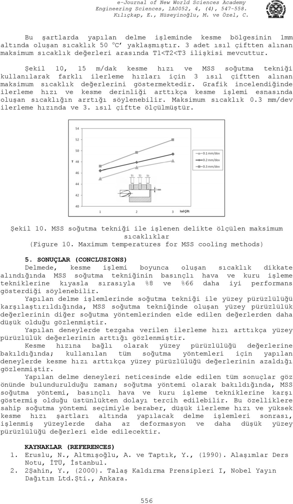 Grafik incelendiğinde ilerleme hızı ve kesme derinliği arttıkça kesme işlemi esnasında oluşan sıcaklığın arrtığı söylenebilir. Maksimum sıcaklık 0.3 mm/dev ilerleme hızında ve 3.