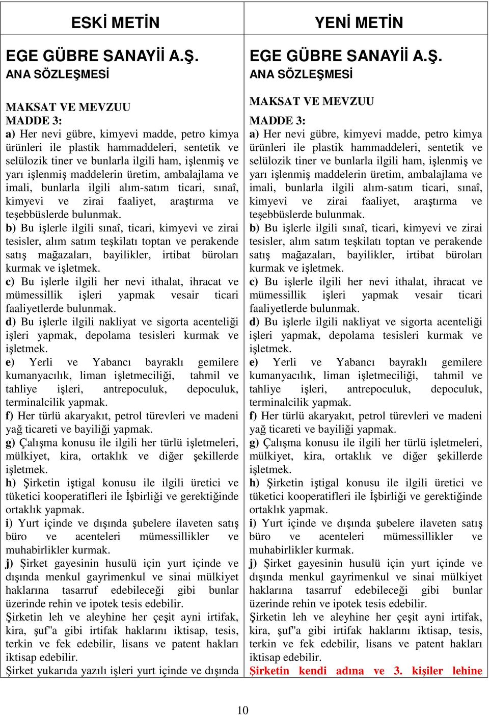 maddelerin üretim, ambalajlama ve imali, bunlarla ilgili alım-satım ticari, sınaî, kimyevi ve zirai faaliyet, araştırma ve teşebbüslerde bulunmak.