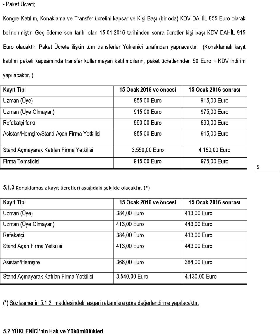 (Konaklamalı kayıt katılım paketi kapsamında transfer kullanmayan katılımcıların, paket ücretlerinden 50 Euro + KDV indirim yapılacaktır.