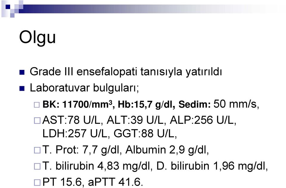 ALP:256 U/L, LDH:257 U/L, GGT:88 U/L, T.