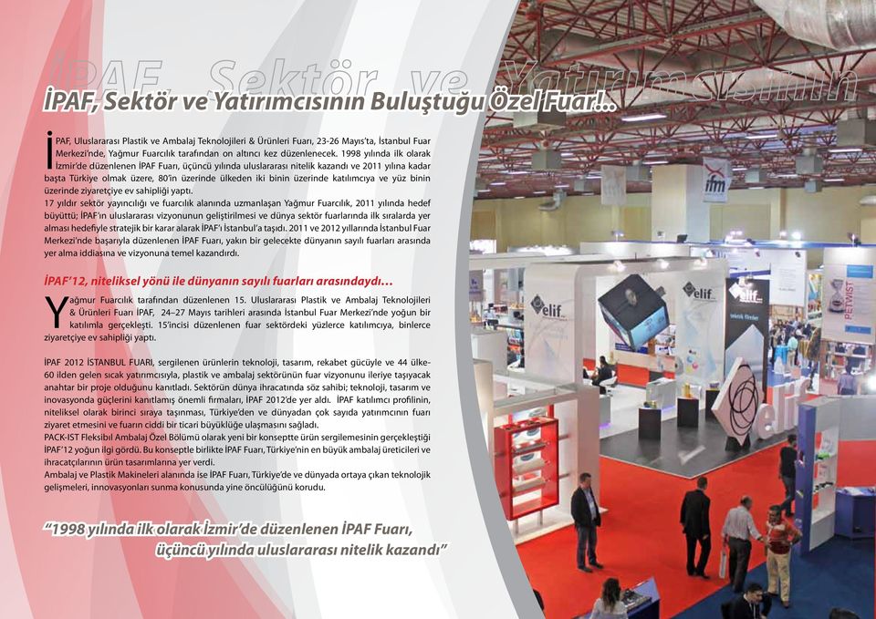 1998 yılında ilk olarak İzmir de düzenlenen İPAF Fuarı, üçüncü yılında uluslararası nitelik kazandı ve 2011 yılına kadar başta Türkiye olmak üzere, 80 in üzerinde ülkeden iki binin üzerinde