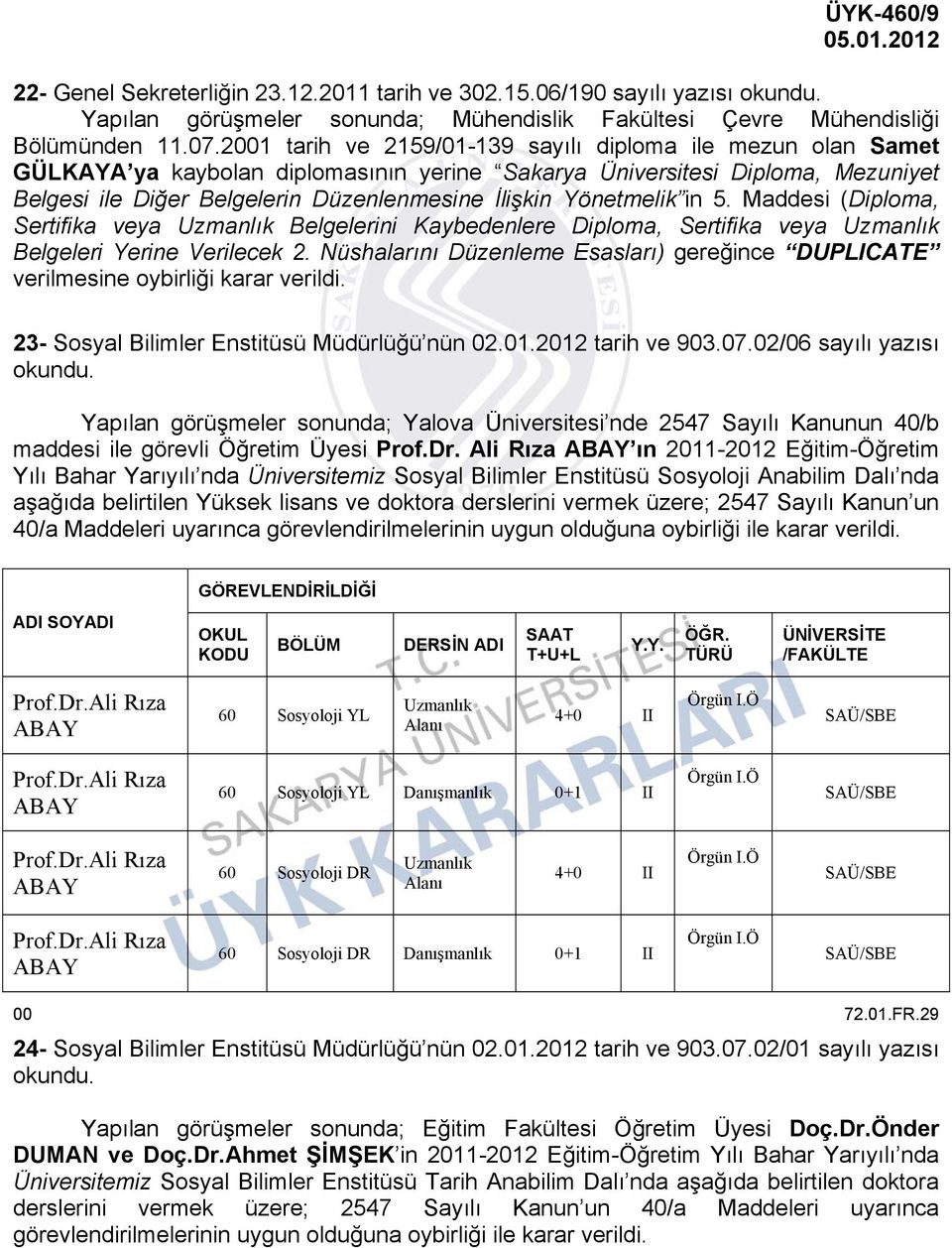 Yönetmelik in 5. Maddesi (Diploma, Sertifika veya Belgelerini Kaybedenlere Diploma, Sertifika veya Belgeleri Yerine Verilecek 2.