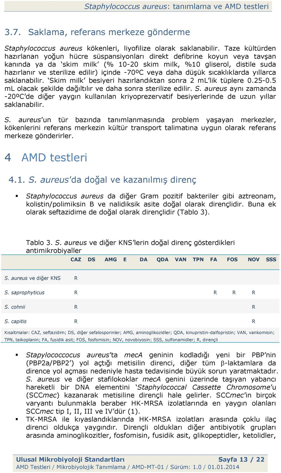 -70ºC veya daha düşük sıcaklıklarda yıllarca saklanabilir. Skim milk besiyeri hazırlandıktan sonra 2 ml lik tüplere 0.25-0.5 ml olacak şekilde dağıltılır ve daha sonra sterilize edilir. S. aureus aynı zamanda -20ºC de diğer yaygın kullanılan kriyoprezervatif besiyerlerinde de uzun yıllar saklanabilir.