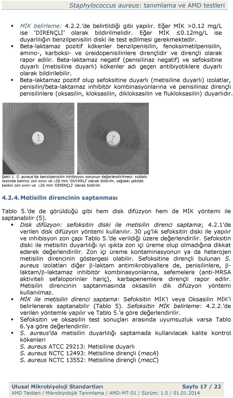 Beta-laktamaz negatif (penisilinaz negatif) ve sefoksitine duyarlı (metisiline duyarlı) kökenler adı geçen antibiyotiklere duyarlı olarak bildirilebilir.