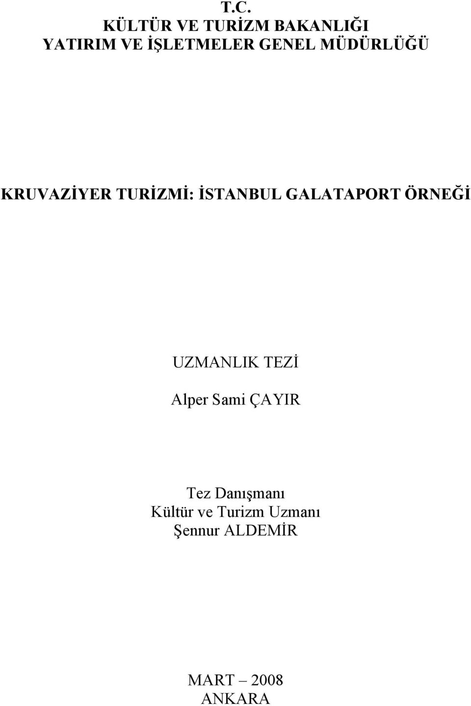 GALATAPORT ÖRNEĞİ UZMANLIK TEZİ Alper Sami ÇAYIR Tez