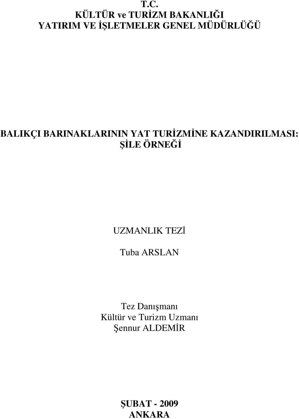 KAZANDIRILMASI: ŞĐLE ÖRNEĞĐ UZMANLIK TEZĐ Tuba ARSLAN Tez