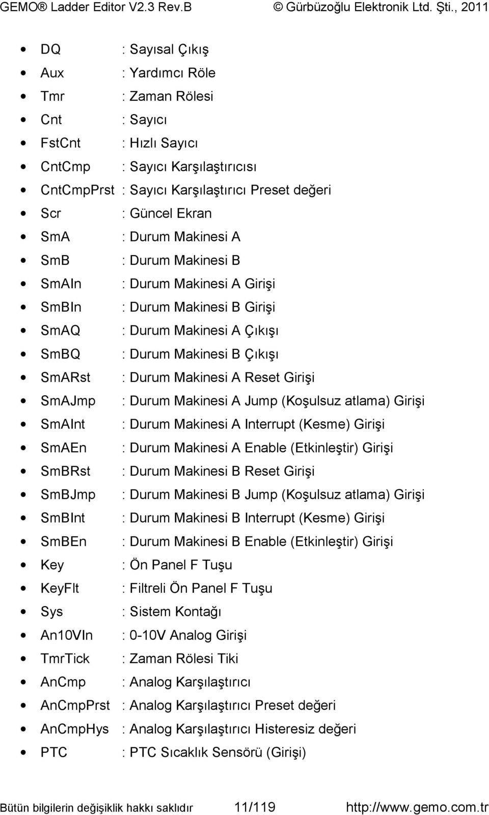 Girişi SmAJmp : Durum Makinesi A Jump (Koşulsuz atlama) Girişi SmAInt : Durum Makinesi A Interrupt (Kesme) Girişi SmAEn : Durum Makinesi A Enable (Etkinleştir) Girişi SmBRst : Durum Makinesi B Reset