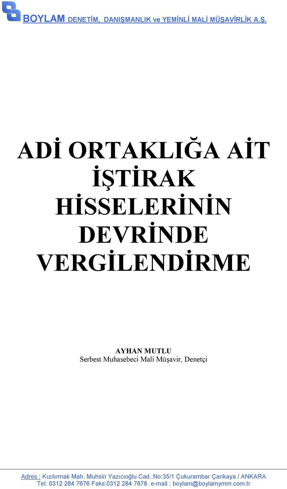 VERGİLENDİRME AYHAN MUTLU