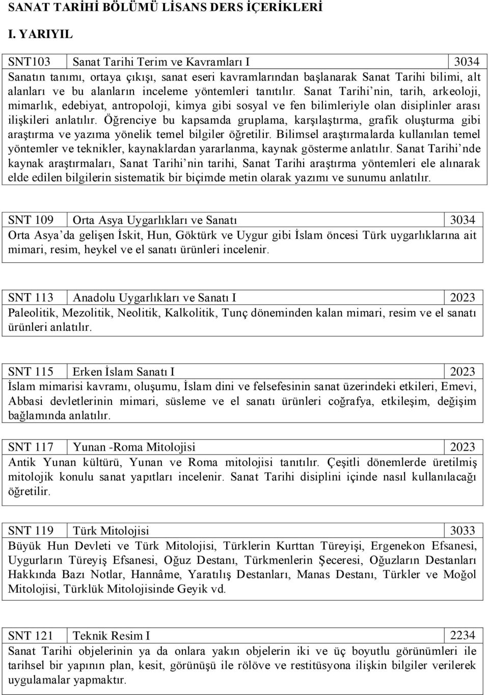 tanıtılır. Sanat Tarihi nin, tarih, arkeoloji, mimarlık, edebiyat, antropoloji, kimya gibi sosyal ve fen bilimleriyle olan disiplinler arası ilişkileri anlatılır.