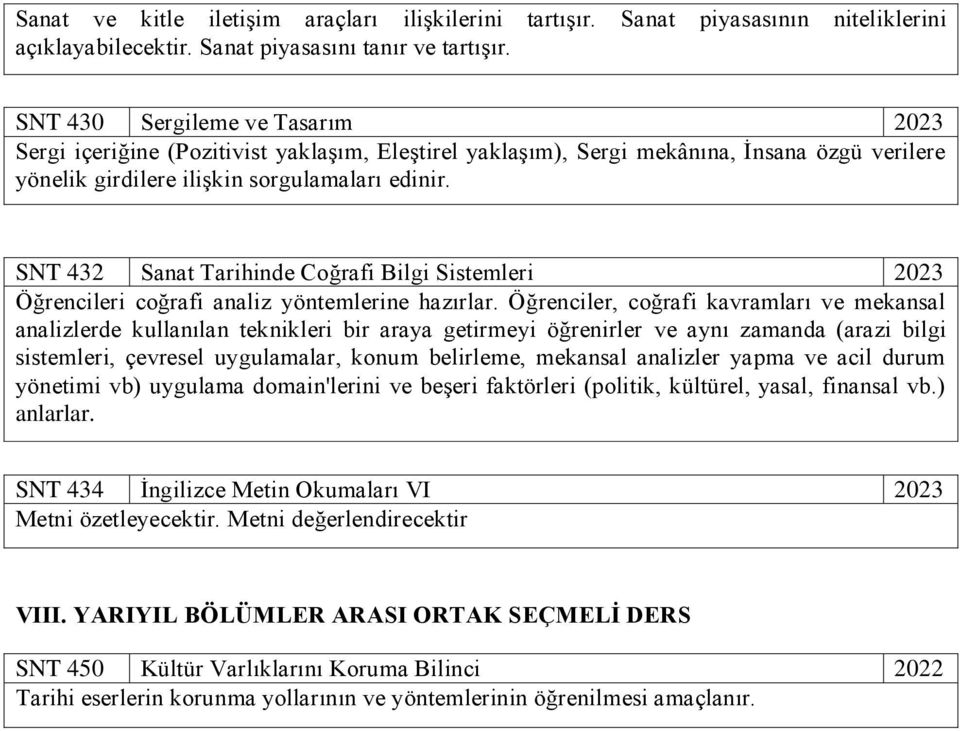 SNT 432 Sanat Tarihinde Coğrafi Bilgi Sistemleri 2023 Öğrencileri coğrafi analiz yöntemlerine hazırlar.