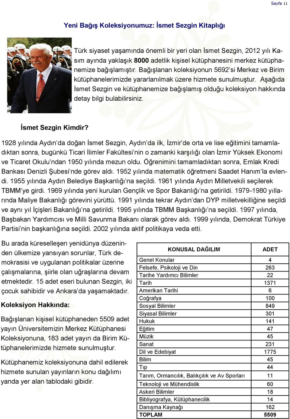 Aşağıda İsmet Sezgin ve kütüphanemize bağışlamış olduğu koleksiyon hakkında detay bilgi bulabilirsiniz. İsmet Sezgin Kimdir?