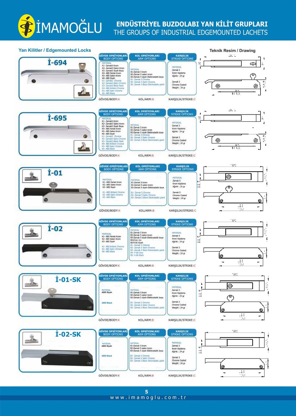 Lock Ağırlık / Weight:505 gr Yan Kilit / Side Lock Ağırlık / Weight:347 gr Yan Kilit / Side