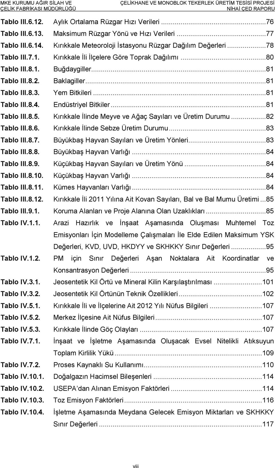 Endüstriyel Bitkiler...81 Tablo III.8.5. Kırıkkale İlinde Meyve ve Ağaç Sayıları ve Üretim Durumu...82 Tablo III.8.6. Kırıkkale İlinde Sebze Üretim Durumu...83 Tablo III.8.7.