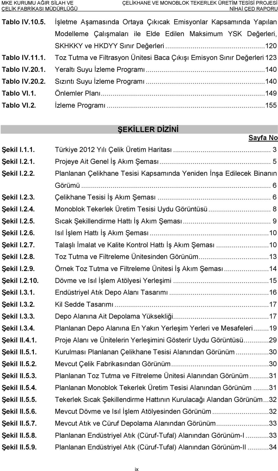 .. 3 Şekil I.2.1. Projeye Ait Genel İş Akım Şeması... 5 Şekil I.2.2. Planlanan Çelikhane Tesisi Kapsamında Yeniden İnşa Edilecek Binanın Görümü... 6 Şekil I.2.3. Çelikhane Tesisi İş Akım Şeması.