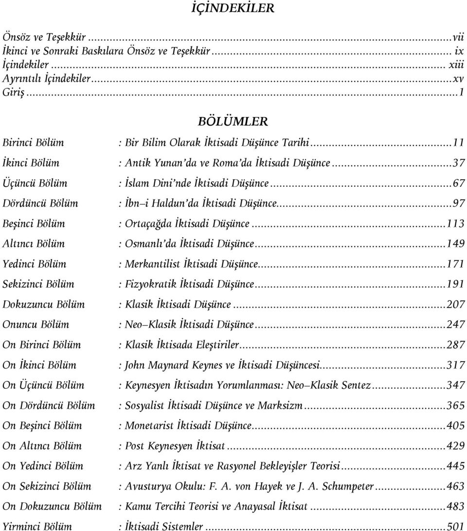 ..67 Dördüncü Bölüm : İbn i Haldun da İktisadi Düşünce...97 Beşinci Bölüm : Ortaçağda İktisadi Düşünce...113 Altıncı Bölüm Yedinci Bölüm Sekizinci Bölüm : Osmanlı da İktisadi Düşünce.