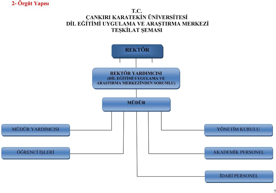 MERKEZİ TEŞKİLAT ŞEMASI REKTÖR REKTÖR YARDIMCISI (DİL EĞİTİMİ