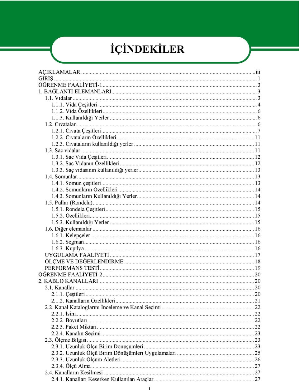 ..12 1.3.3. Saç vidasının kullanıldığı yerler...13 1.4. Somunlar...13 1.4.1. Somun çeşitleri...13 1.4.2. Somunların Özellikleri...14 1.4.3. Somunların Kullanıldığı Yerler...14 1.5. Pullar (Rondela).