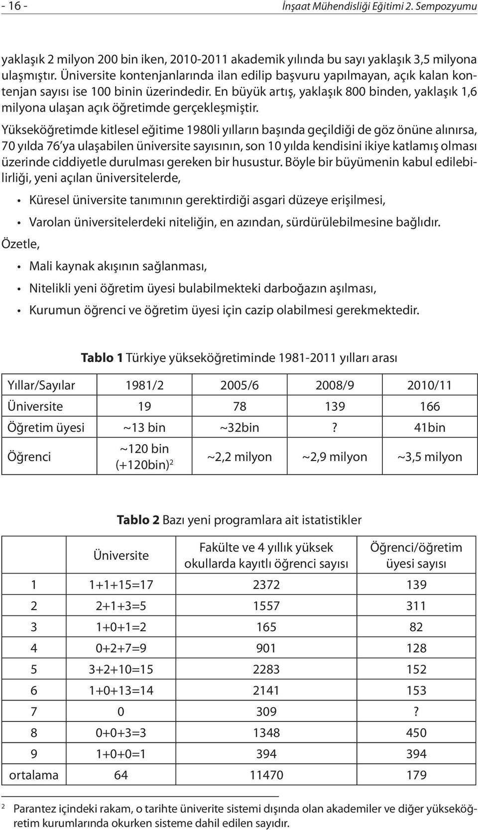 En büyük artış, yaklaşık 800 binden, yaklaşık 1,6 milyona ulaşan açık öğretimde gerçekleşmiştir.