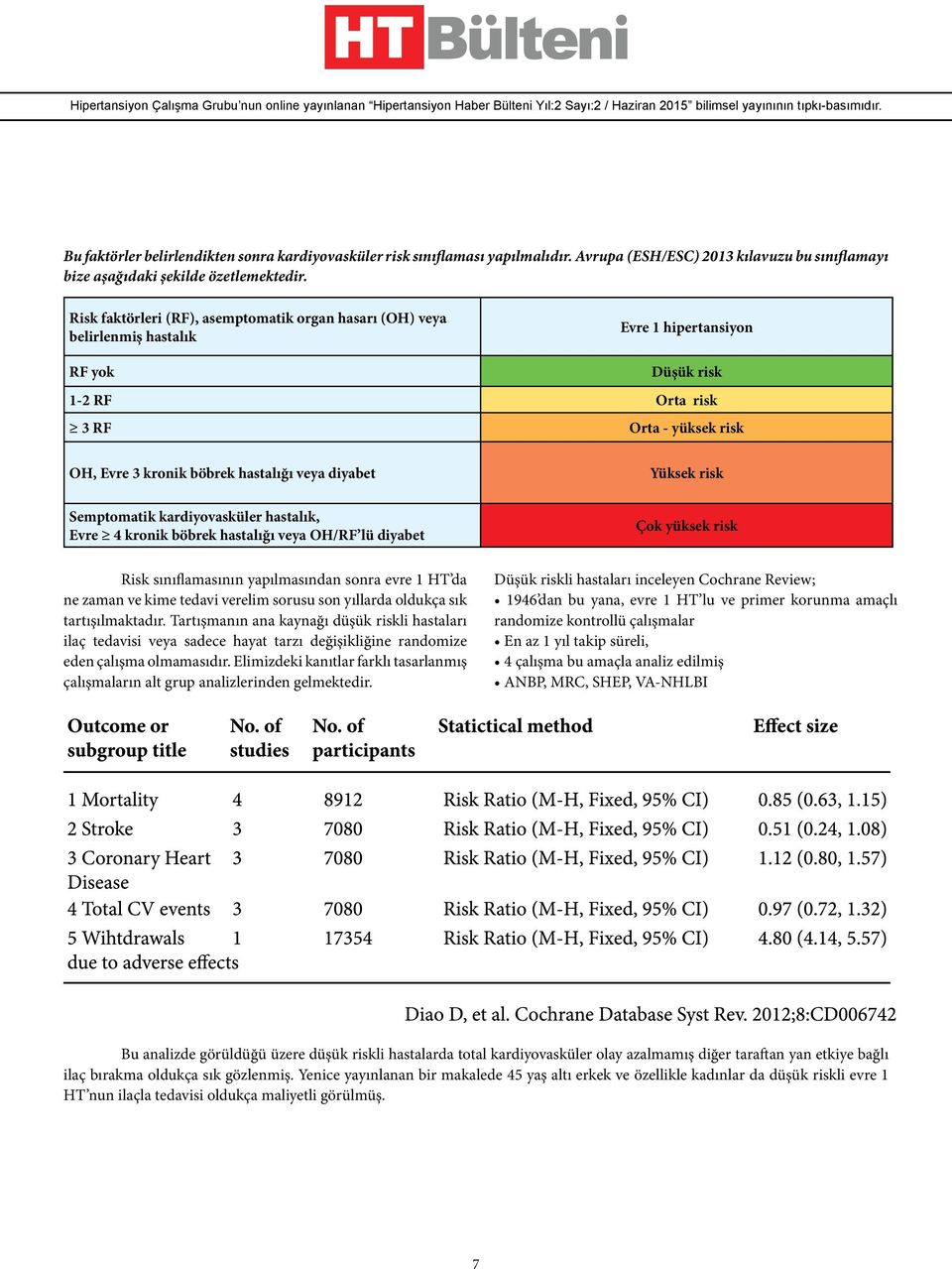 diyabet Semptomatik kardiyovasküler hastalık, Evre 4 kronik böbrek hastalığı veya OH/RF lü diyabet Risk sınıflamasının yapılmasından sonra evre 1 HT da ne zaman ve kime tedavi verelim sorusu son