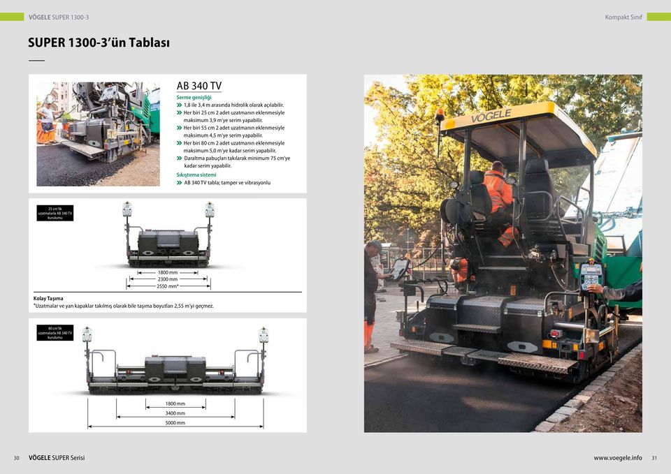 Daraltma pabuçları takılarak minimum 75 cm ye kadar serim yapabilir.