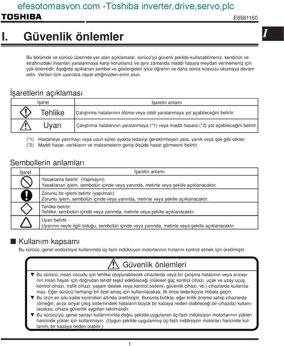 Verilen tüm uyar lara riayet etti inizden emin olun. flaretlerin aç klamas flaret Tehlike Uyar flaretin anlam Çal flt rma hatalar n n ölüme veya ciddi yaralanmaya yol açabilece ini belirtir.