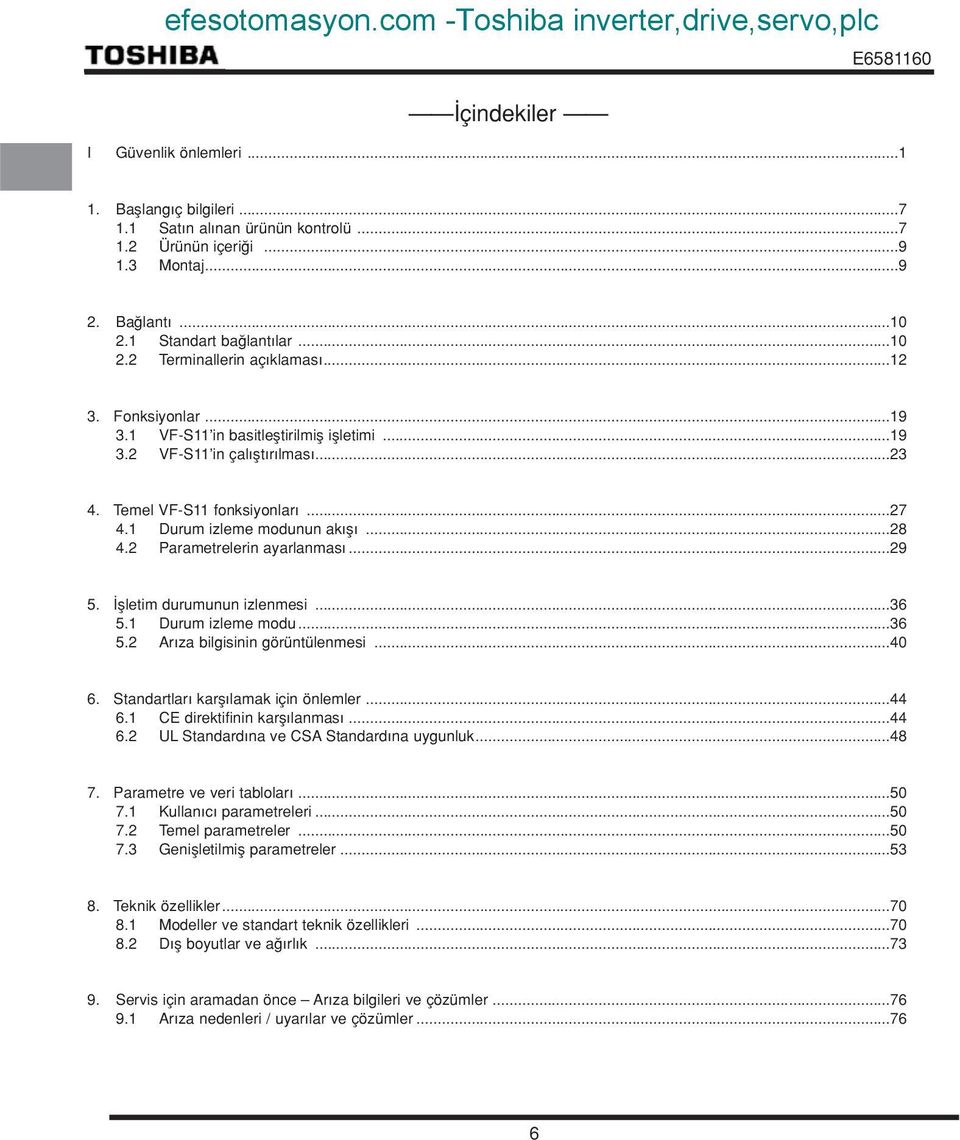 2 Parametrelerin ayarlanmas...29 5. flletim durumunun izlenmesi...36 5.1 Durum izleme modu...36 5.2 Ar za bilgisinin görüntülenmesi...40 6. Standartlar karfl lamak için önlemler...44 6.