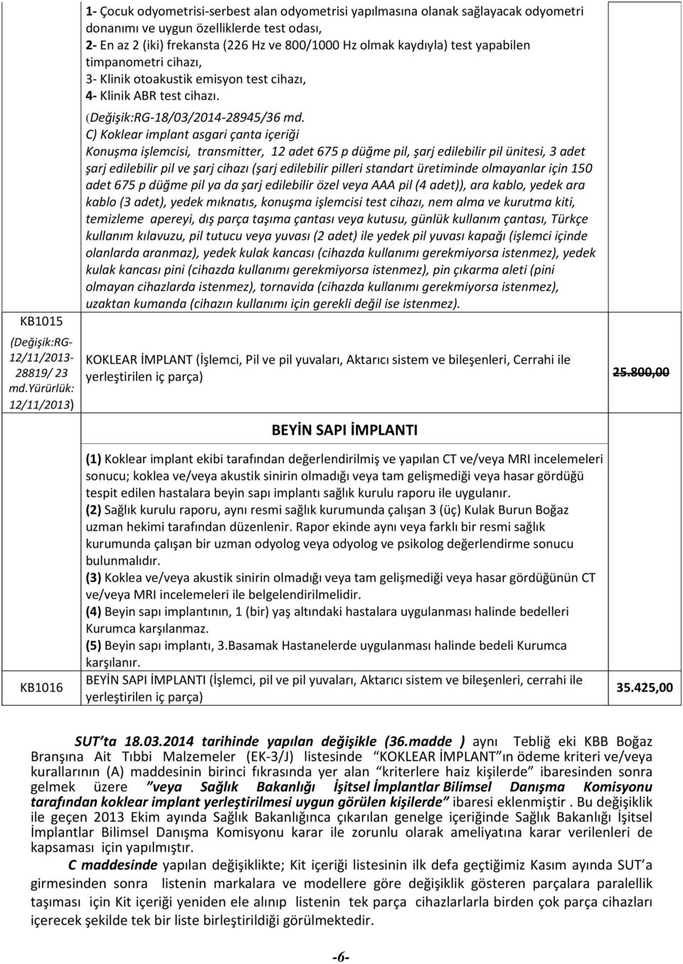 Hz olmak kaydıyla) test yapabilen timpanometri cihazı, 3- Klinik otoakustik emisyon test cihazı, 4- Klinik ABR test cihazı. (Değişik:RG-18/03/2014-28945/36 md.