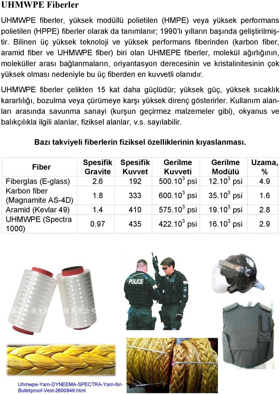 derecesinin ve kristalinitesinin çok yüksek olması nedeniyle bu üç fiberden en kuvvetli olanıdır.