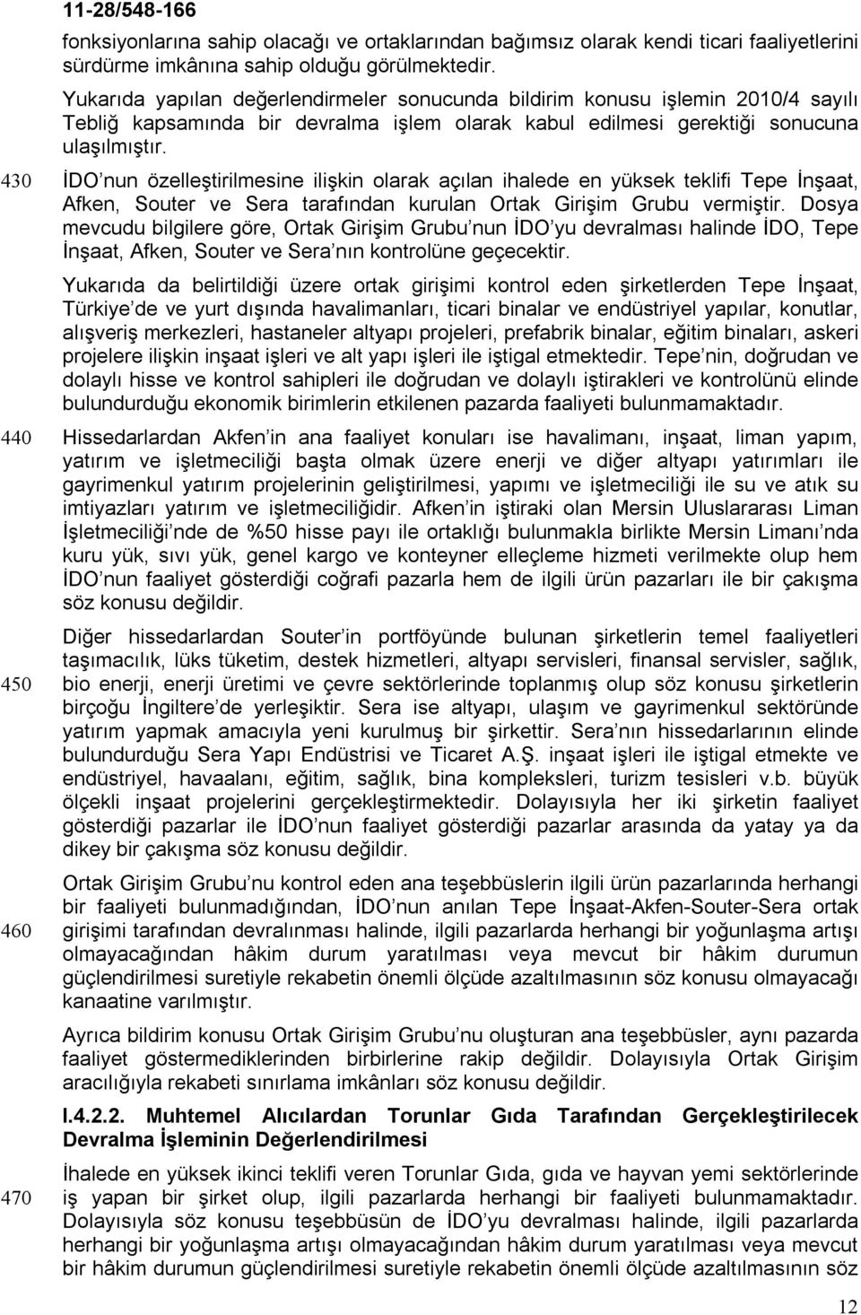 İDO nun özelleştirilmesine ilişkin olarak açılan ihalede en yüksek teklifi Tepe İnşaat, Afken, Souter ve Sera tarafından kurulan Ortak Girişim Grubu vermiştir.