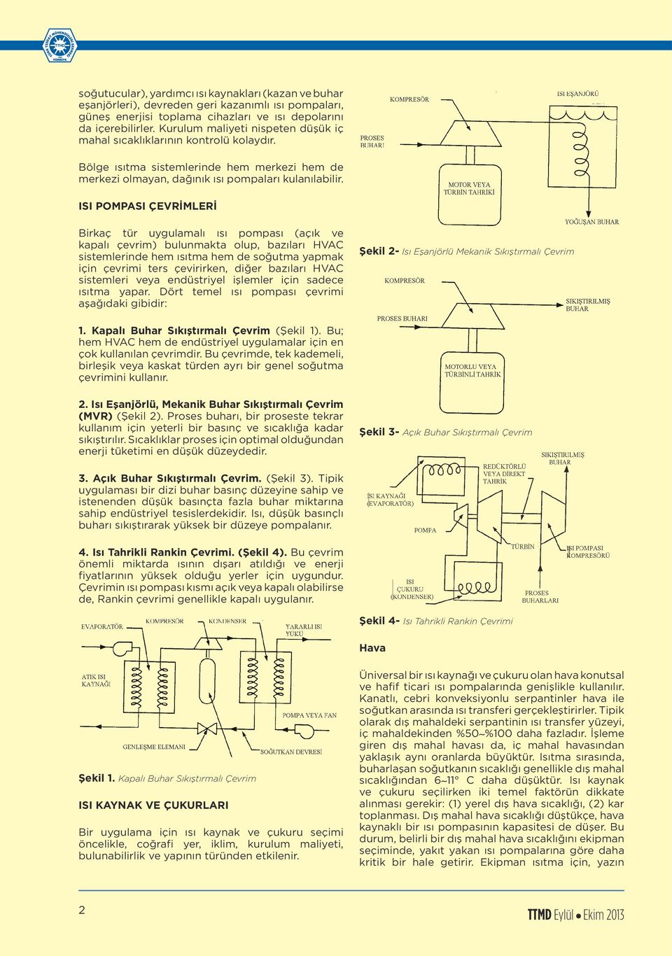 ISI POMPASI ÇEVRİMLERİ Birkaç tür uygulamalı ısı pompası (açık ve kapalı çevrim) bulunmakta olup, bazıları HVAC sistemlerinde hem ısıtma hem de soğutma yapmak için çevrimi ters çevirirken, diğer