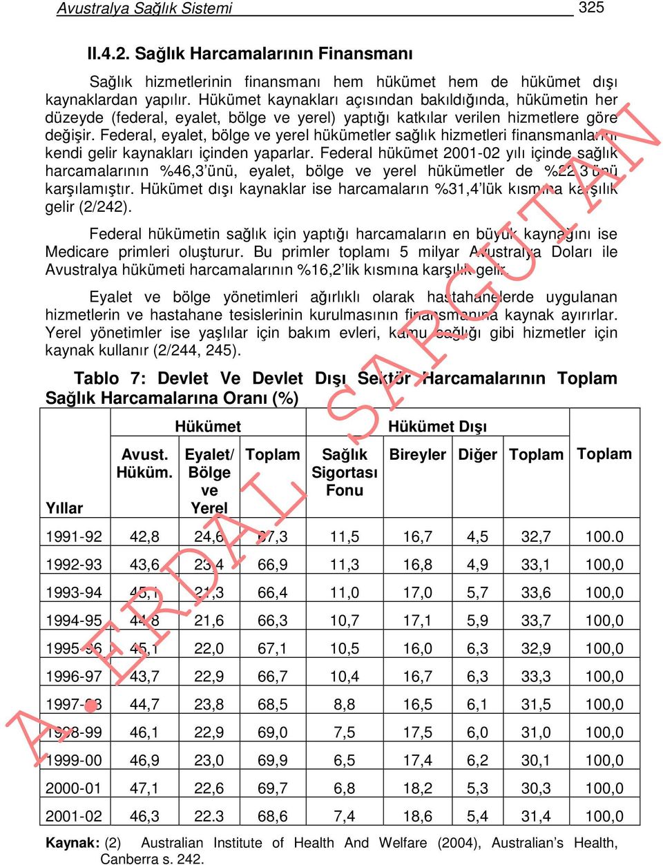 Federal, eyalet, bölge ve yerel hükümetler sağlık hizmetleri finansmanlarını kendi gelir kaynakları içinden yaparlar.