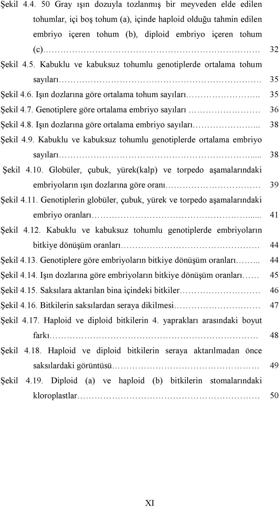 Işın dozlarına göre ortalama embriyo sayıları... Şekil 4.9. Kabuklu ve kabuksuz tohumlu genotiplerde ortalama embriyo sayıları... Şekil 4.10.