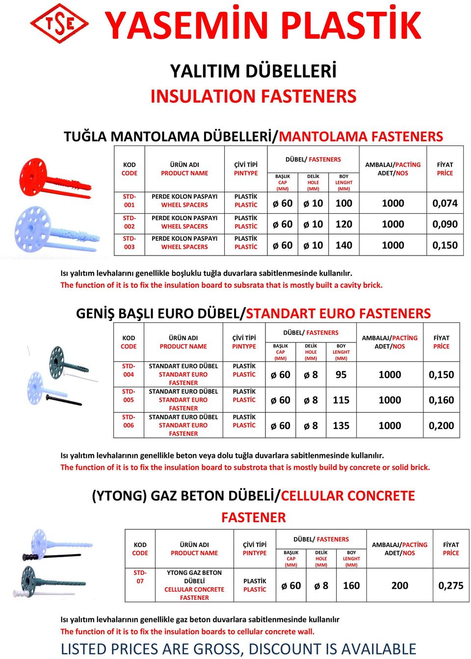 tuğla duvarlara sabitlenmesinde kullanılır. The function of it is to fix the insulation board to subsrata that is mostly built a cavity brick.