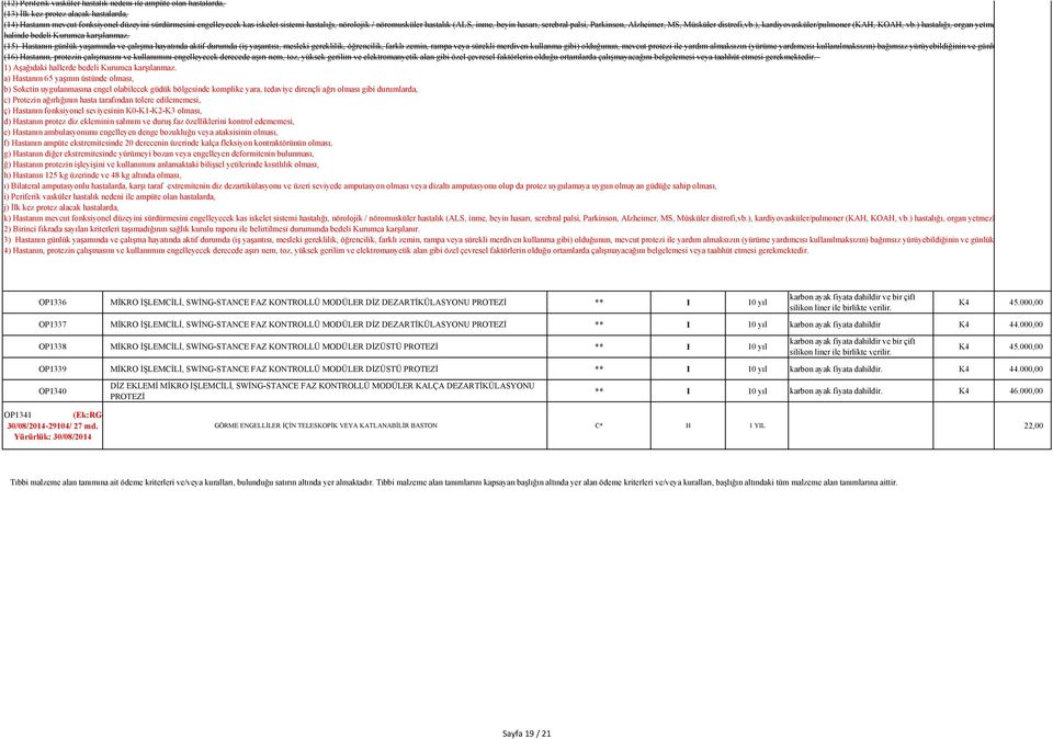 ) hastalığı, organ yetme halinde bedeli Kurumca karşılanmaz.