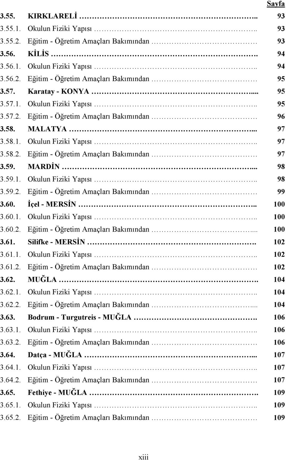 59. MARDİN... 98 3.59.1. Okulun Fiziki Yapısı.. 98 3.59.2. Eğitim - Öğretim Amaçları Bakımından 99 3.60. İçel - MERSİN.. 100 3.60.1. Okulun Fiziki Yapısı.. 100 3.60.2. Eğitim - Öğretim Amaçları Bakımından... 100 3.61.
