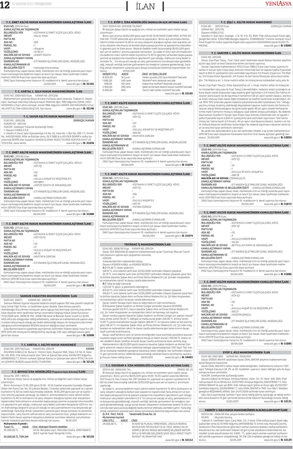 96 m 2 LKN DI V SOYDI : HT ÖZT KULÞTIRYI YPN DRNN DI : T DN ÞLTLR GNL ÜDÜRLÜÐÜ KULÞTIRNIN V BLGLRN ÖZT : Kamulaþtýrma evraklarý Kamulaþtýrmayý yapan davacý idare, malikleriyle cinsi ve niteliði