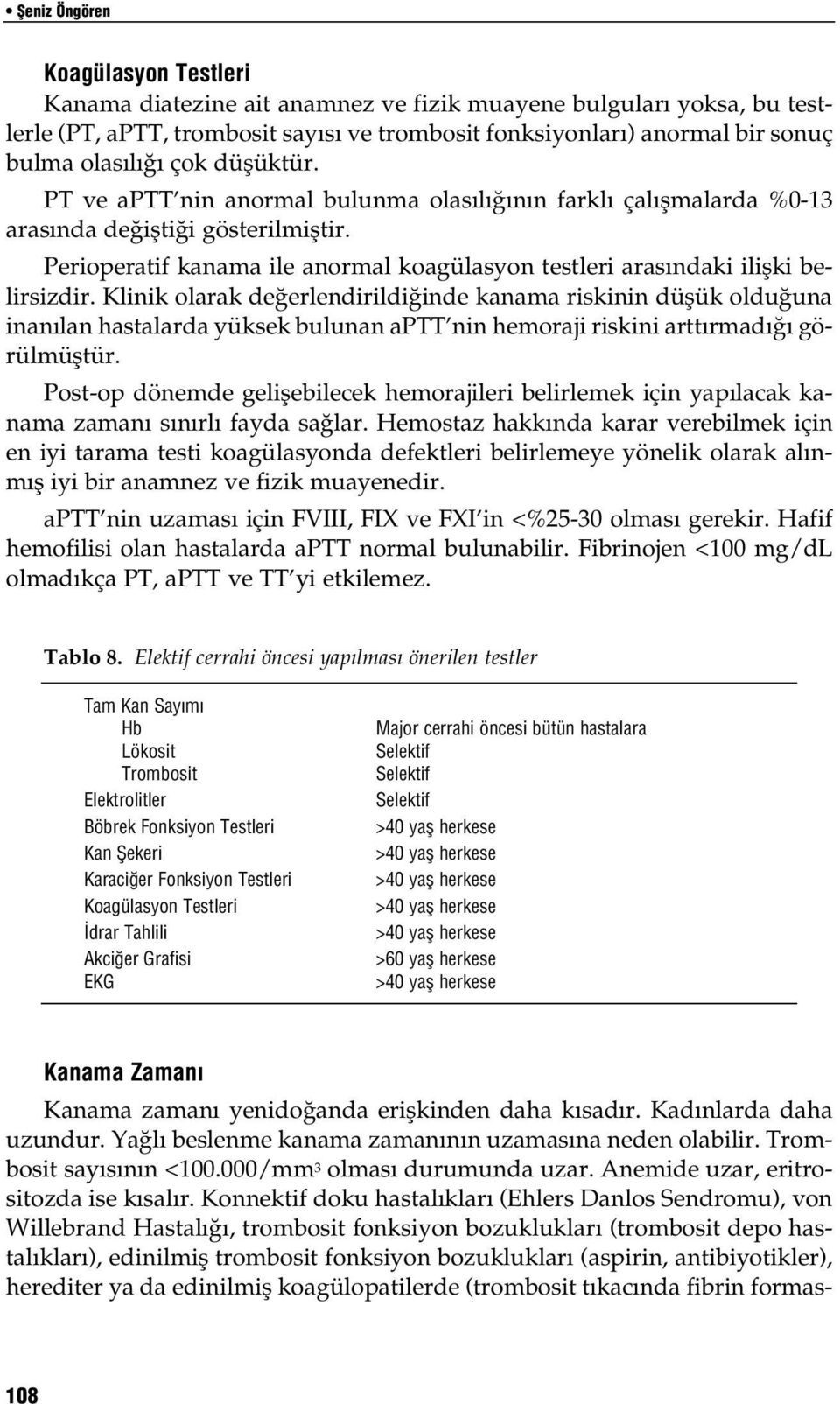 Perioperatif kanama ile anormal koagülasyon testleri aras ndaki iliflki belirsizdir.